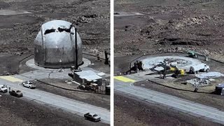 On the left, a telescope dome can be seen. On the right, it's gone.