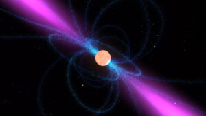 Pulsar emitting Electromagnetic radiation